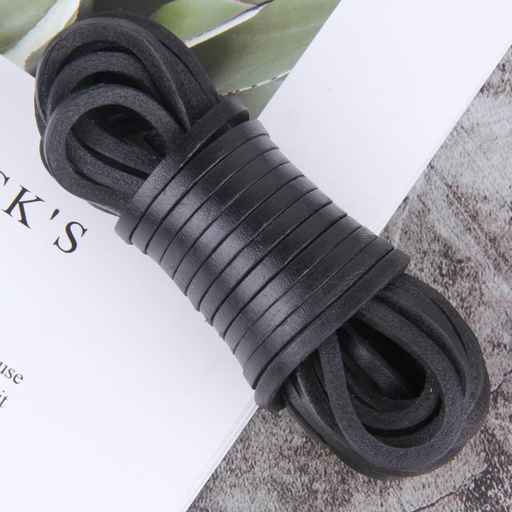 

Diy Genuine Leather Leather 4Mm Thick First Layer Flat Cowhide, Coffee, Black, Cowhide Rope, Woven Rope, Drawstring Bag Belt. 4mm wide 4mm thick 1m (14g) чорний
