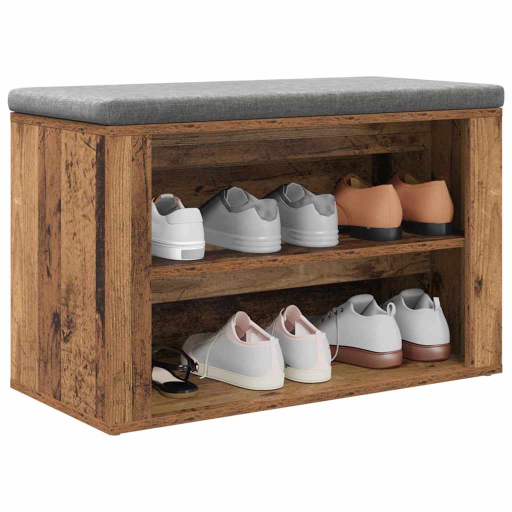 Shoe Rack with Bench Reclaimed Wood Look 75 X 35 X 45 Cm Engineered Wood
