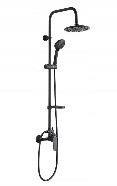Black wall-mounted shower set with Enna tap