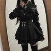 Japonský černý set krátkých sukní Gotické volánové minisukně Sexy krajkové košile Lolita šaty Y2k Estetický oblek