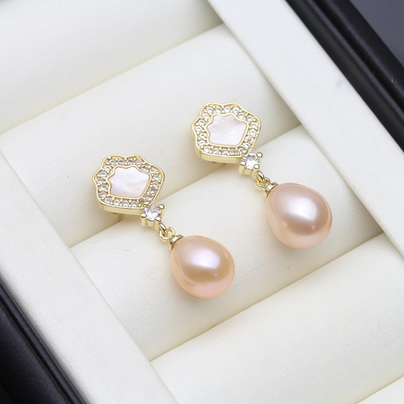 Real Natural Freshwater White Pearl Earrings Woman,Cute 925 Silver Pearl Earring Dangle Wife Girl Gift Pink Black