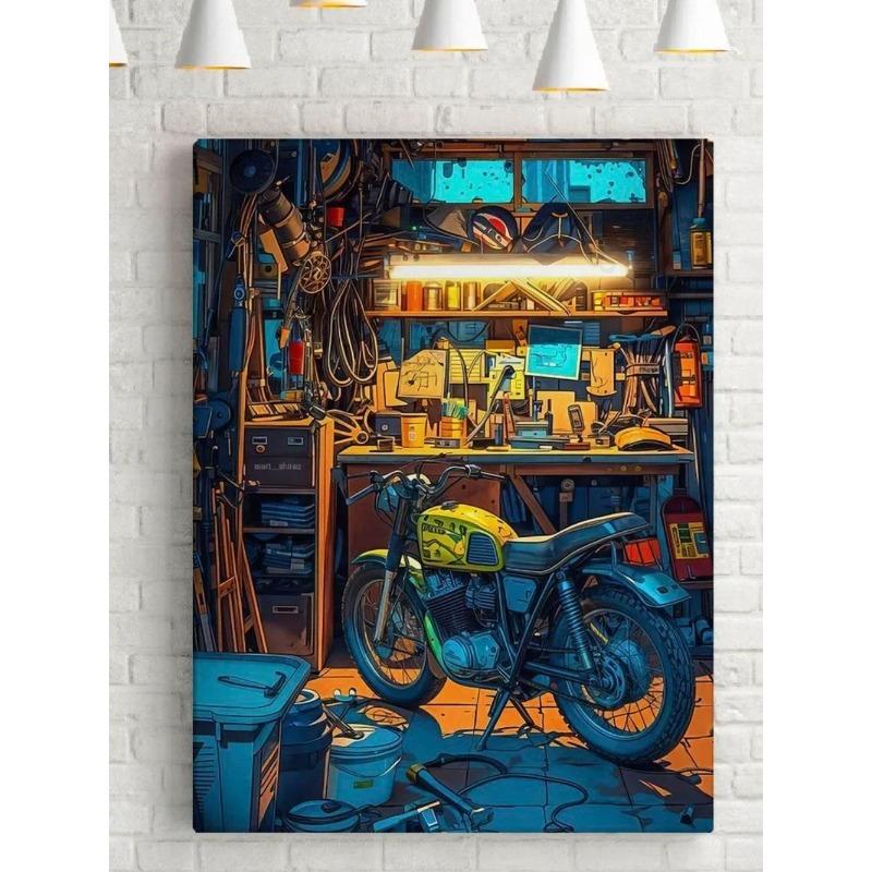 Motorcycle Canvas Wall Art, Interior Decor Painting
