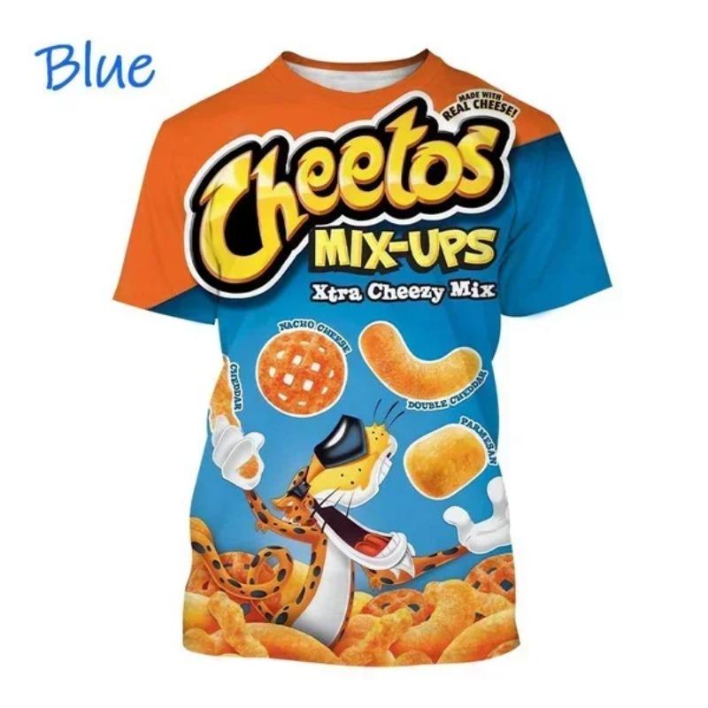 Top Y2k Cheetos Croccanti Stampa 3D T-shirt Moda Girocollo Hip Hop Cool