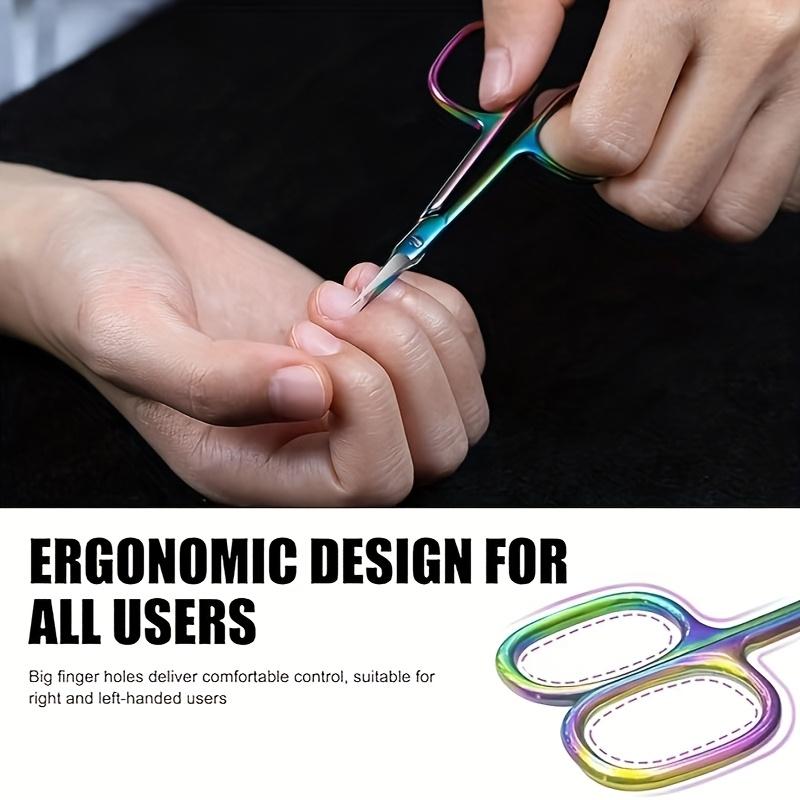Beauty Rainbow Titanium Stainless Steel Multi-Purpose Cuticle Scissors Ergonomic Handle Suitable for Nail Care