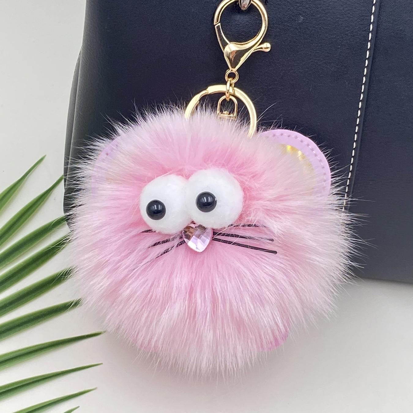 

1 шт. новый пушистый помпон мяч сумка автомобиль кулон брелок для ключей милый подарок розовый