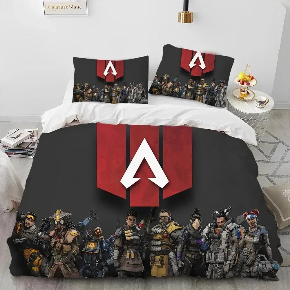 A-Apex Legends Game Gamer Cartoon Bedding Set Printed Bed Set With Pillowcase Bed Duvet Cover Soft Single Double Queen King Size
