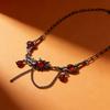 Niche Gun Black Fringed Red Zircon Gothic Clavicle Chain Women European Cross-border Dark Wind Punk Daily Party Neck Accessory Gift