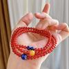 High Quality New Year'S Red Natural Chalcedony Agate Lapis Lazuli Old Beeswax Multi-Circle Bracelet Bracelet