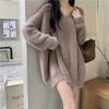 Women's Imitation Mink V-Neck Sweater - Spring & Autumn Korean Sweet Lazy Style, Soft & Plus Size Knitted Sweater
