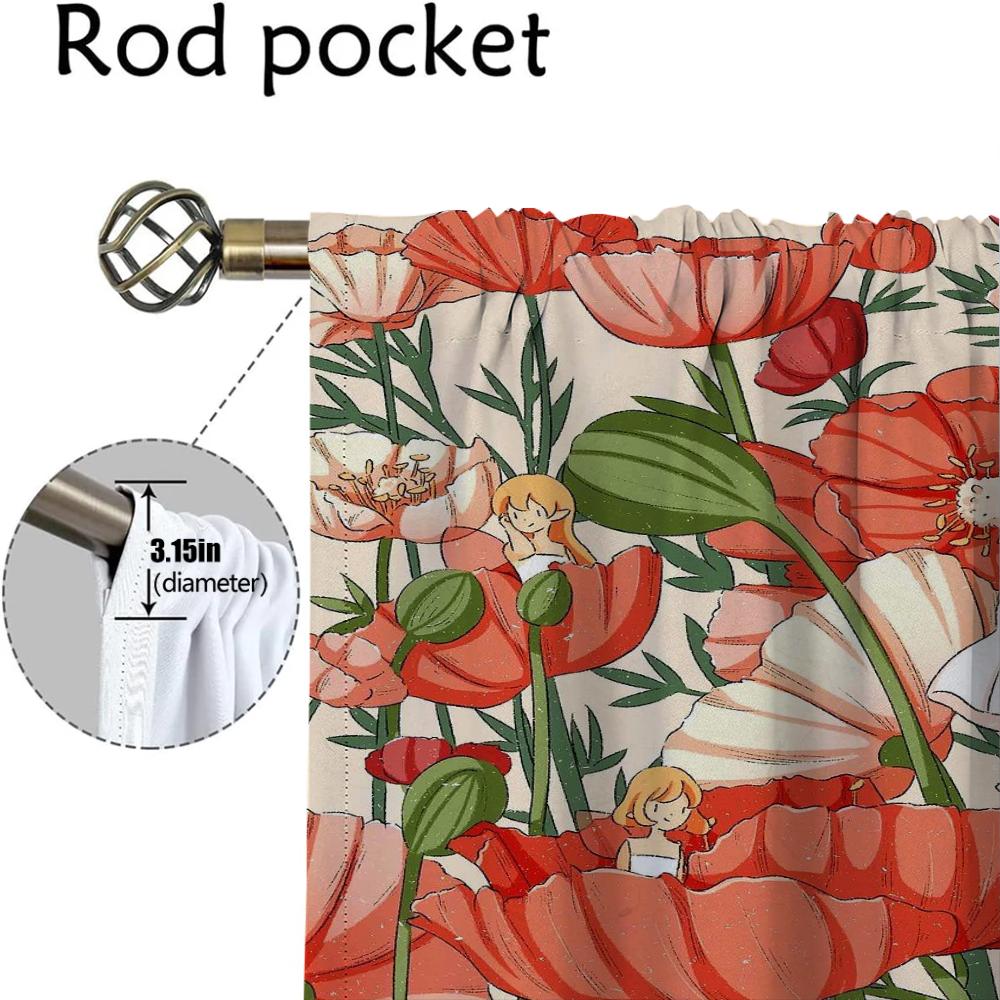 Cute Girl Blackout Curtains for Living Room Shades Home Interior Curtains 2 Pieces Tulle for Bedroom Window Curtain Partition