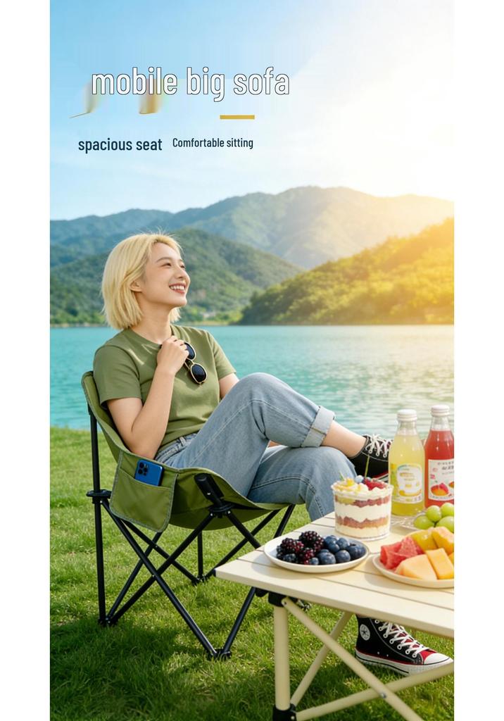 Moon Chair Set: Portable Outdoor Folding Chairs & Fishing Stool (3-Piece)