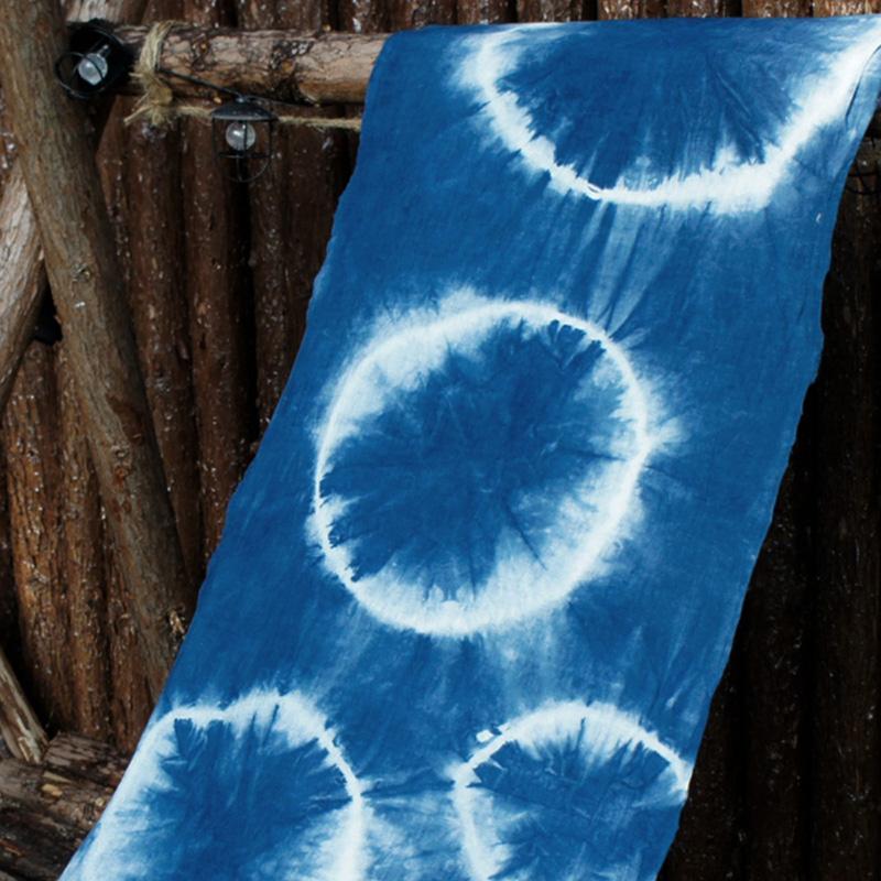 

1M Ethnic Style Handmade Blue Tie Dye Cotton Fabric for DIY Partition Door Curtain DIY Designer Fabric Material 100x41.5cm