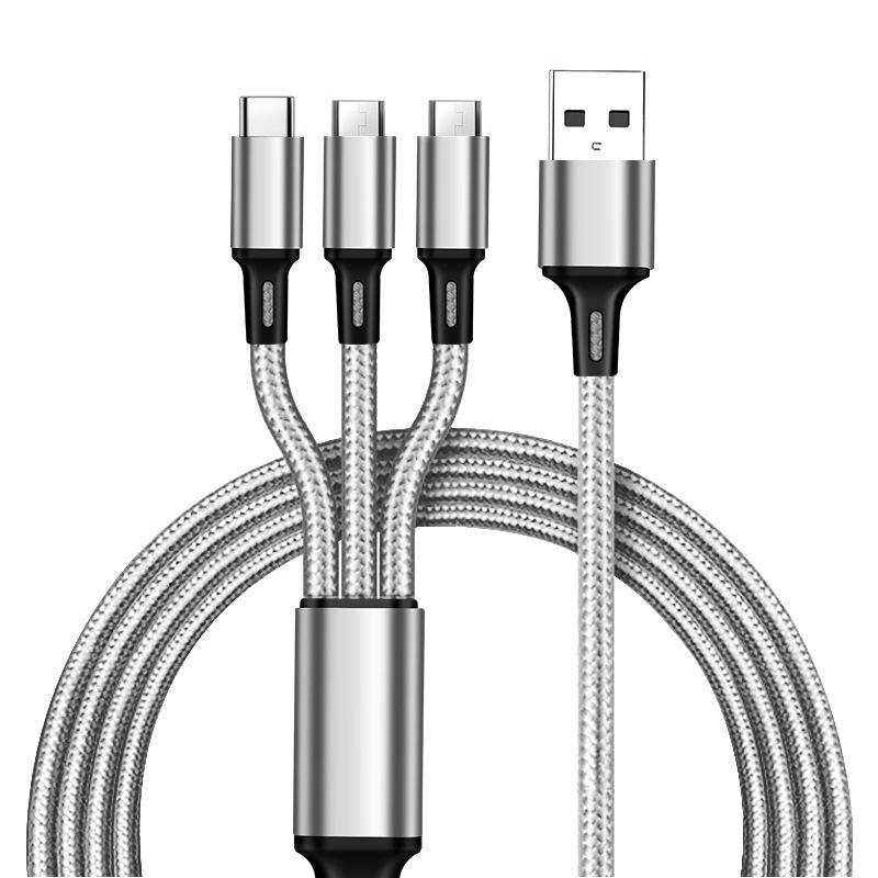Nylon Braided 3-in-1 Multi-Head Fast Charging Cable (2A)