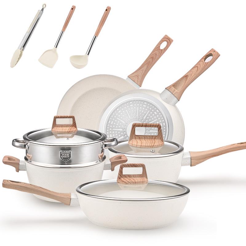 Granite Non-Stick 12-Piece Cookware Set: Soup, Milk, Frying Pots - Designed for North American Market