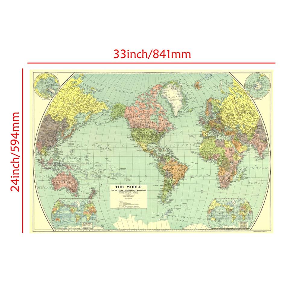 National Geographic - World Map (1932),Poster Wall Hanging Tapestry,Study,Geographical,Tourism/Education Tool,Room Decor