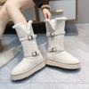Women's Large Size Belt Buckle Thick Sole Winter Warm Fur One Snow Boots Padded Lined Ankle Boots Non-Slip Hiking Sports Cotton Boots