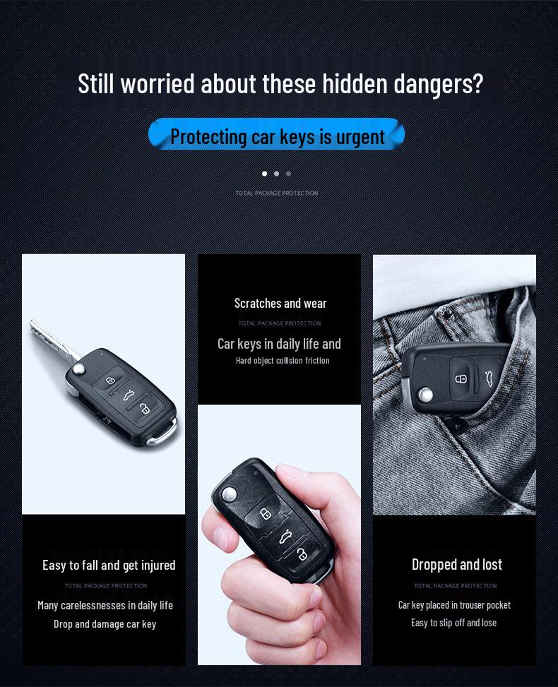 Volkswagen Car Key Case for Lavida, Bora, Tiguan, Santana, Sagitar, Polo, Jetta - Aluminum Alloy Cover