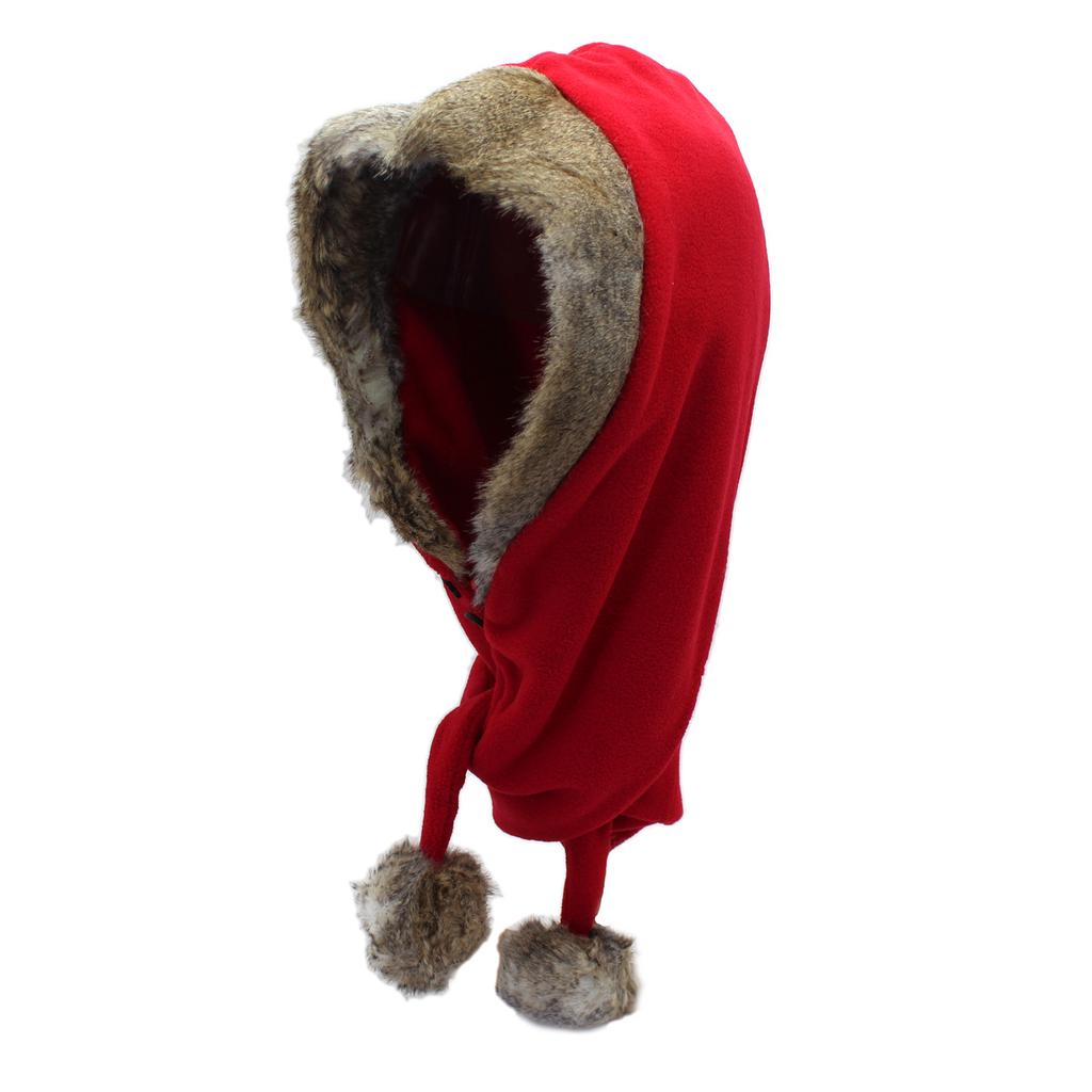 Parent-child Double Ball Cap Thickened Fleece Warm Hat Scarf Integrated Large Fur Collar Winter Hat Outdoor Little Red Riding Hood