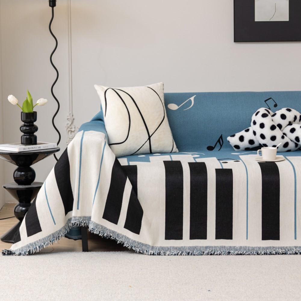 Husă de canapea cu cheie de pian Prosop de canapea Husă de canapea din chinelă Covoraș pentru animale de companie Camera de zi Notă muzicală Husă de canapea Pătură