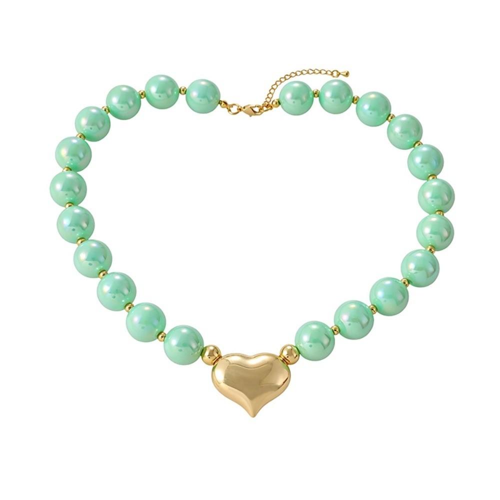 Resin Beaded Necklace Round Sweater Chain Light Luxury Women Clavicle Chain Vacation