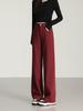 Ancola Red High-Waisted Floor-Length Wide-Leg Slimming Pants, 2025 Spring Women's Collection