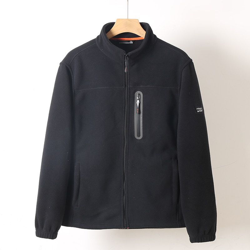 Foreign Trade Export Surplus Autumn and Winter Men s Stand Collar Double-Sided Fleece Outdoor Warm Fleece Jacket Coat Black 4XL