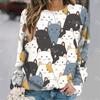 Anime Cat Pattern T Shirt For Women Autumn Round Neck Pullover Casual Long Sleeve Tops 3D Print Female Daily Ladies Clothing