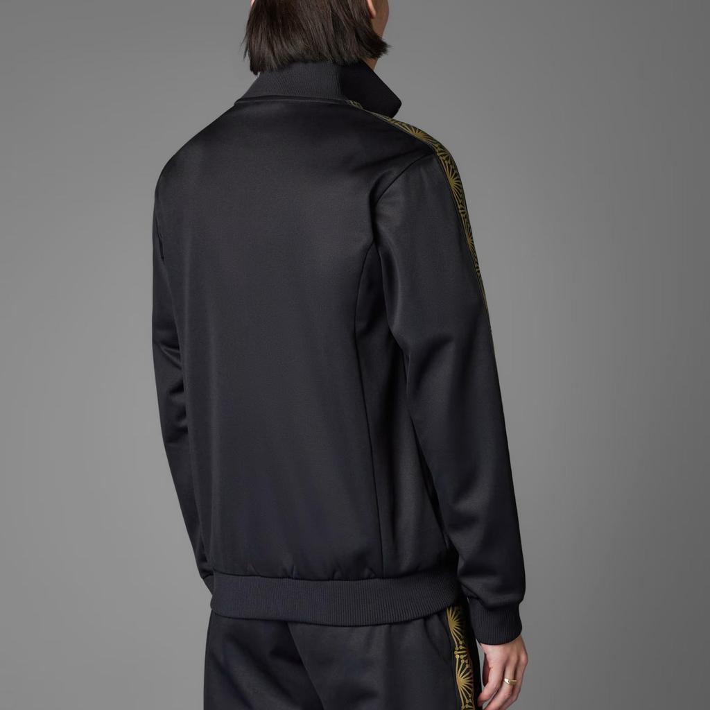 adidas Mexico FMF Gold Track Top Slim Fit Ribbed Stand Collar Full Zip Trefoil Logo Soccer Lifestyle Jacket Men Black Gold JE5335