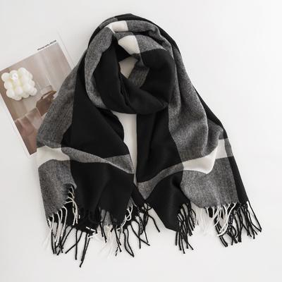 Autumn and Winter New Plaid Scarf Women's Fashion Commuting Imitation Cashmere Scarf Simple and Generous Plaid Neck Scarf Warm Shawl
