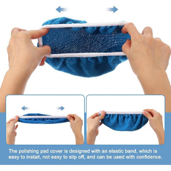 HARFINGTON 10pcs Car Polisher Bonnet Buffing Pad Micro-fiber Polishing Buffing Pad Cover for 7"-8" Car Buffer Bonnets Polisher, Dark Blue