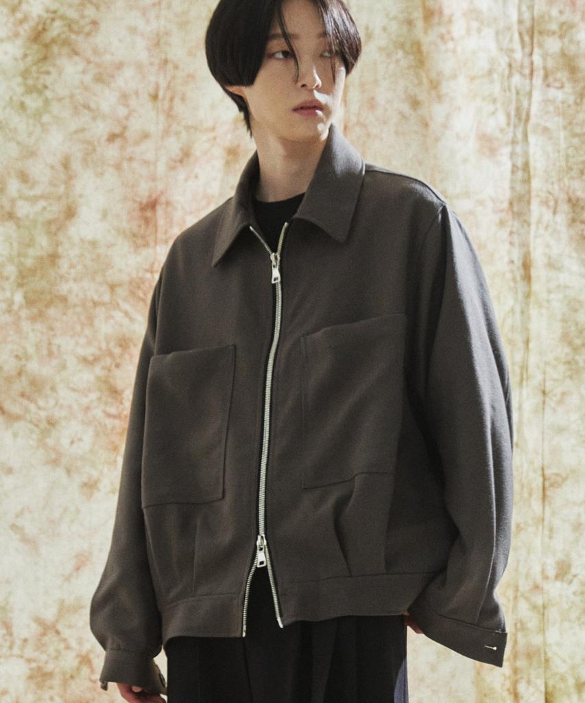 Concent12 Bold Wool Zip-Up Jacket Charcoal