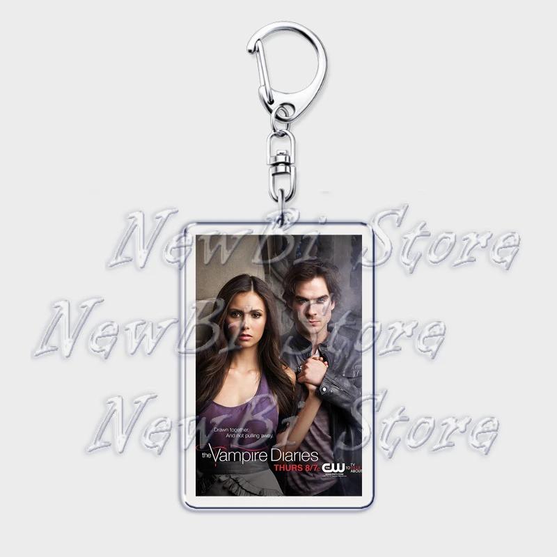 TVD The Vampire Diaries Keychain for Accessories Bag Damon Stefan Salvatore Elena Gilbert Key Chain Keyring Jewelry Fans Gifts