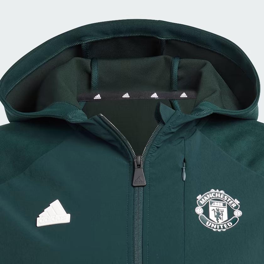 adidas Manchester United Designed For Gameday Full-Zip Hoodie Green Night Men Streetwear IK8786