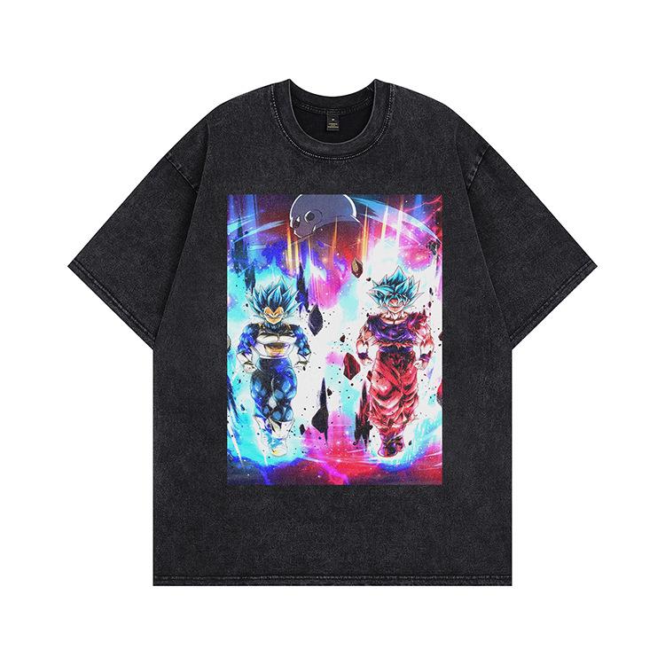 Summer New American Washing Water Short Sleeves Old High Street Style T-shirt Heavy Loose Couple Tide Men and Women Same Style