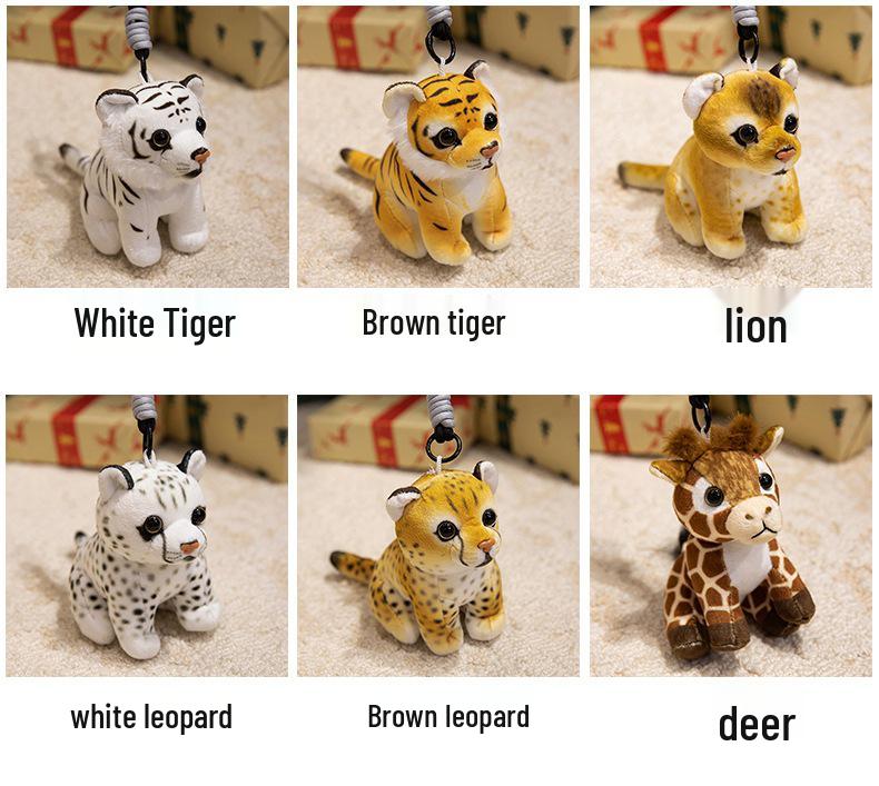 Cross-border Animal Plush Toy Pendant: Tiger, Panda, Giraffe, Leopard, Lion Doll Ornament