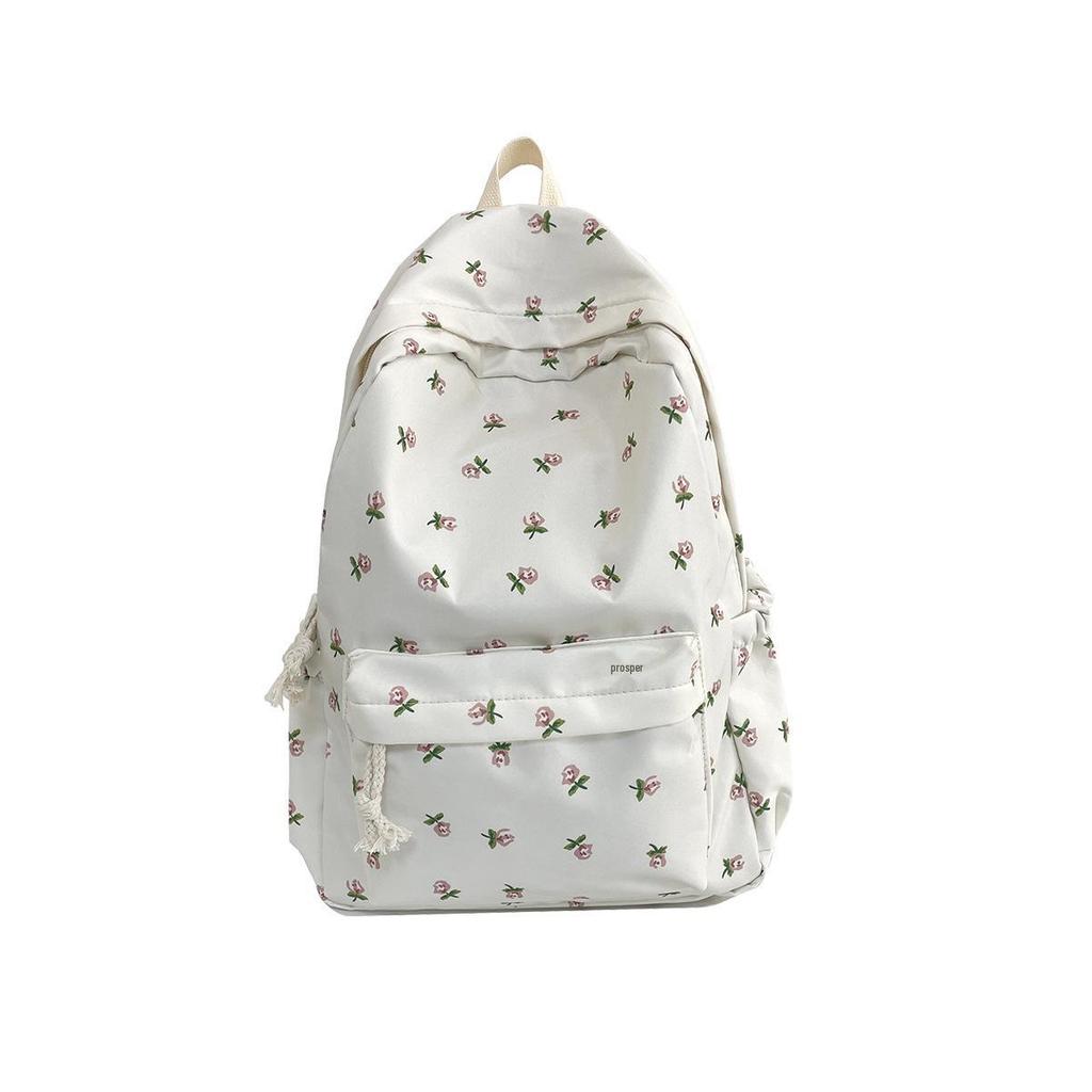 Japanese Style Floral Lightweight Travel Backpack - Large Capacity, Minimalist Print for Students