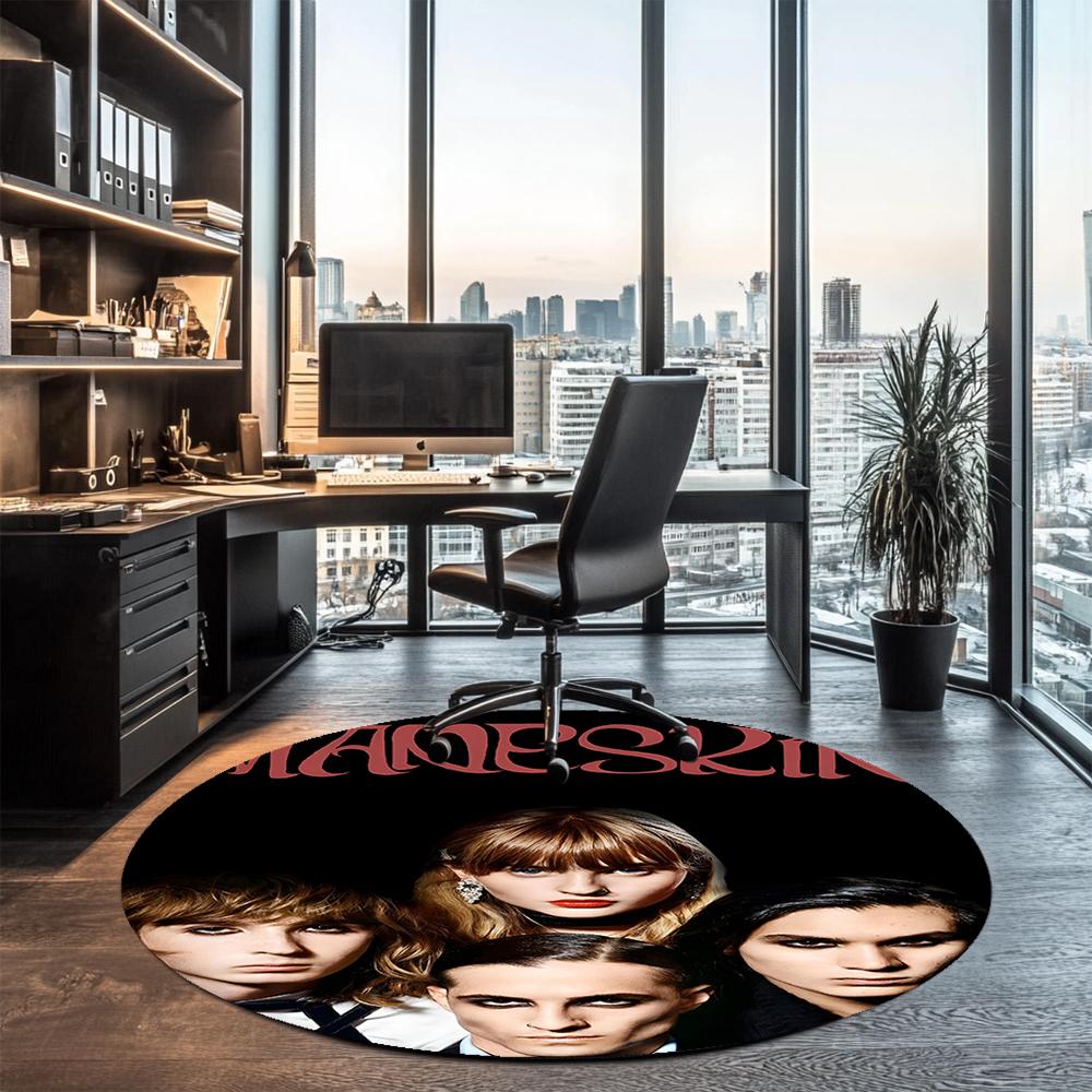 Maneskin Printed Round Rug Carpet Chair Rug Area Rug Entryway Doormats,for Office Chair Living Room Bedroom Kitchen Room.