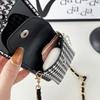 Samsung Zflip7 Black And White Thousand Bird Grid Wallet Mobile Phone Case For 4 Clamshell Folding Screen Messenger Chain Pearl 3