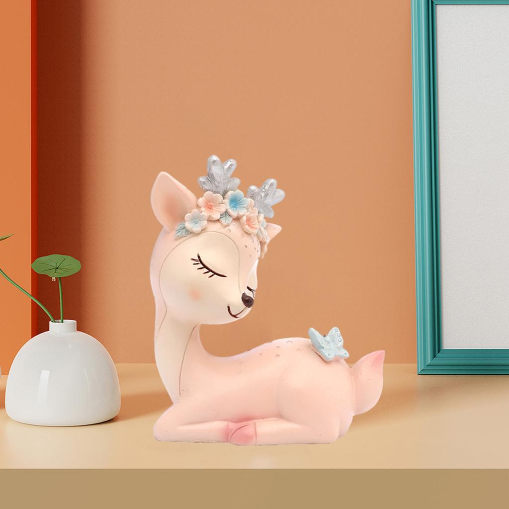 Resin Miniature Fawn Baby Deer Figurines Birthday Wedding Ornaments Christmas Decorations Furnishing