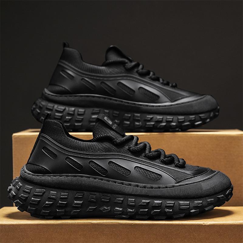 

Мужская летняя рабочая нескользящая обувь, носки-туфли на одной педали, мужская спортивная и повседневная сетчатая дышащая обувь из летящего тканого материала, модная обувь 44 чёрный