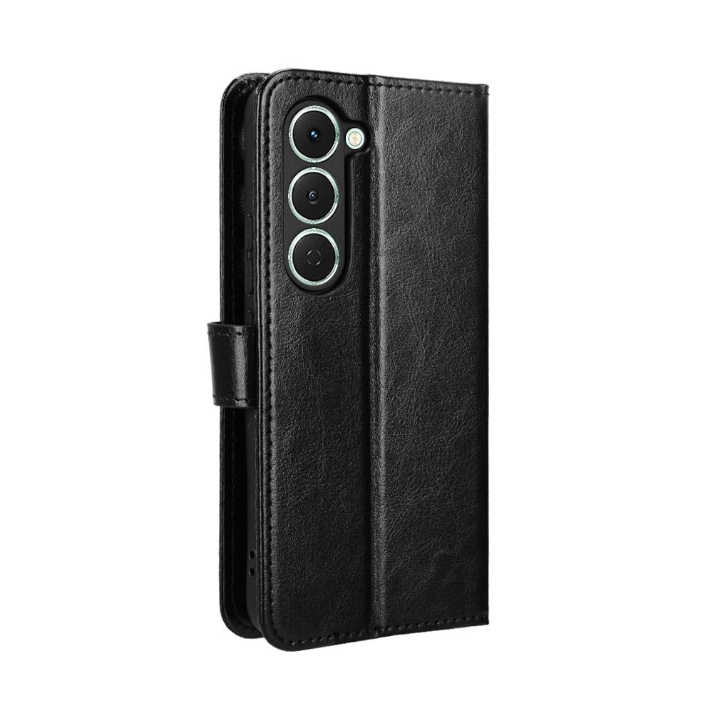 For TECNO Spark 40 Pro 4G PU Leather Case with Strap Crazy Horse Texture Phone Wallet Cover