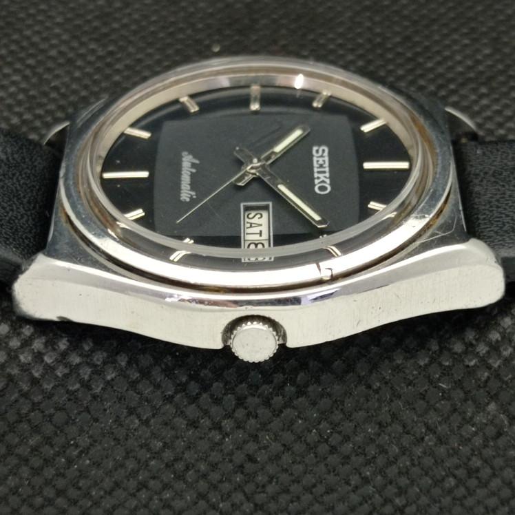 USED VINTAGE SEIKO 5 AUTOMATIC 6319A JAPAN MENS D/D BLACK WATCH 608k-a317318-9 SKU608k-a317318