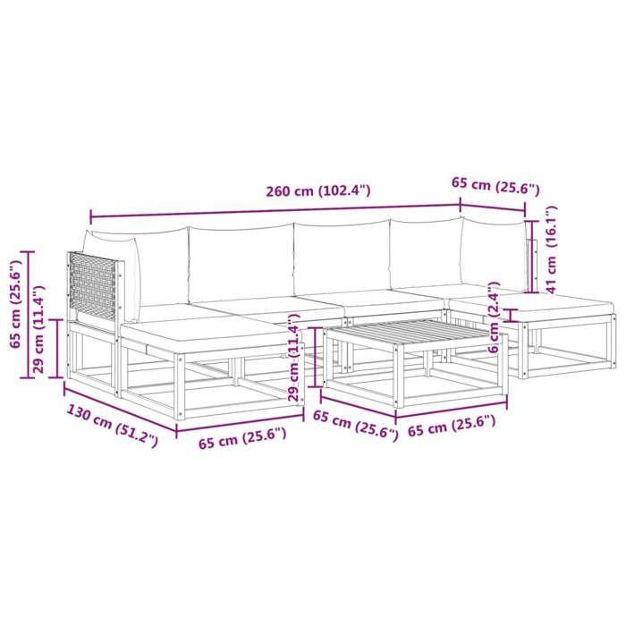 VidaXL Ensemble de canapés de jardin 7 pièces avec coussins en bois d'acacia et rotin 3278908
