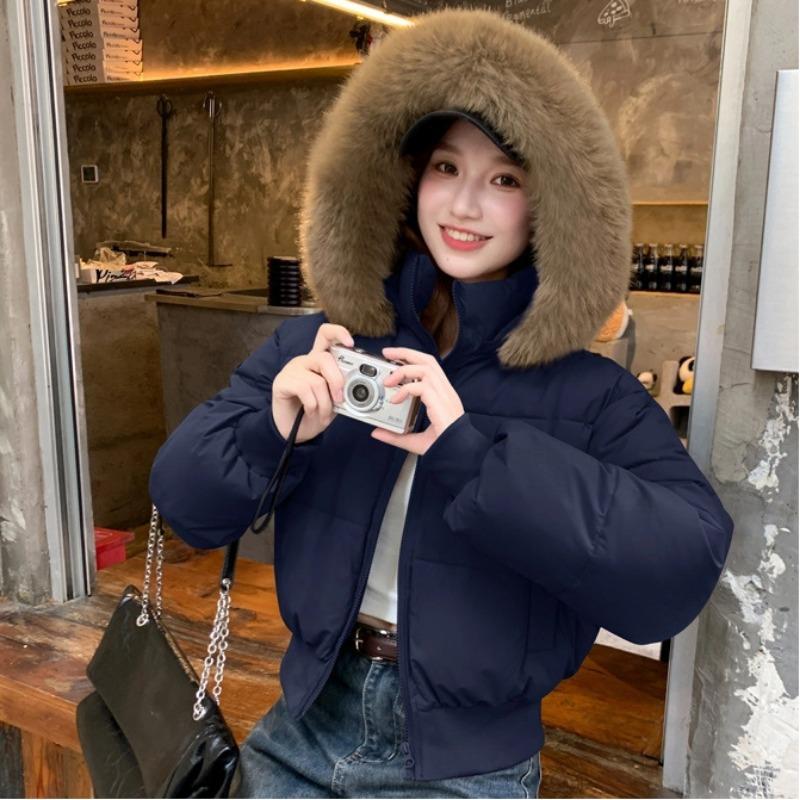 Winter Women's Ultra-short Loose Large Fur Collar Thickened Padded Jacket New Cotton Jacket for Women