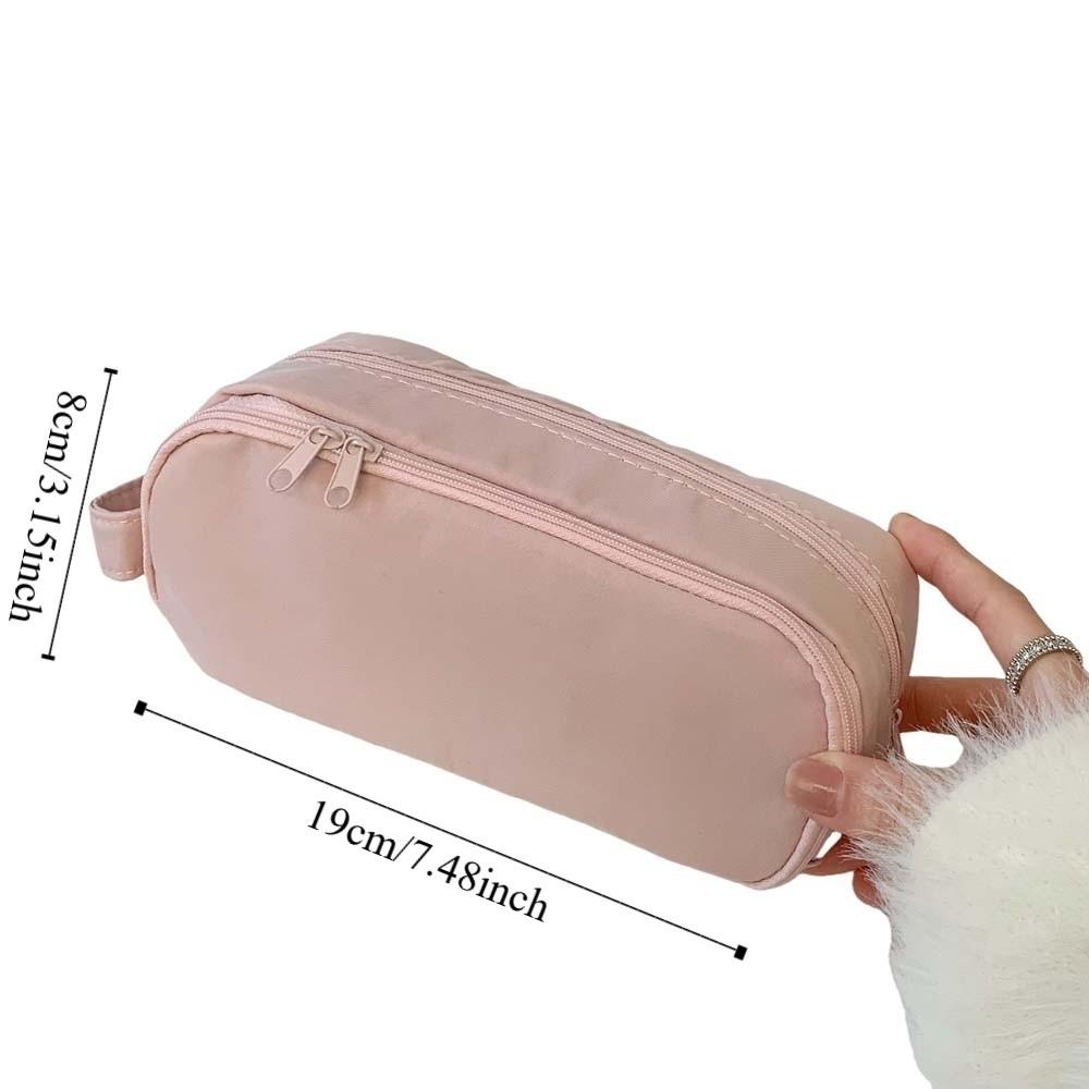 Desktop Storage Korean Pink Stationery Bag Large Capacity Solid Color Pencil Pouch  School