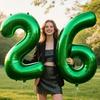 32-Inch Green Number Balloons - Aluminum Foil Mylar Digit Balloons for Birthday Parties Anniversaries Graduations & Celebrations