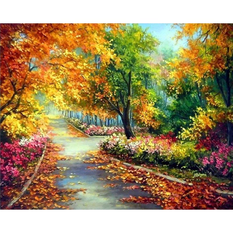 Full Round Diamond Painting Tree Landscape For Adult Kids Embroidery Autumn Scenery Home Decoration Diamond Art Gift