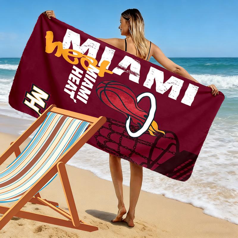 Miami Heat Print Beach Towel, Large Soft Quick Dry Towel for Beach Camping Swimming