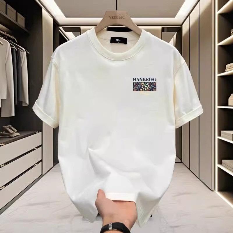 Summer Round Neck Bear Graphic Printed Top Fashionable Casual Pure Cotton Short Sleeved Men's T-shirts