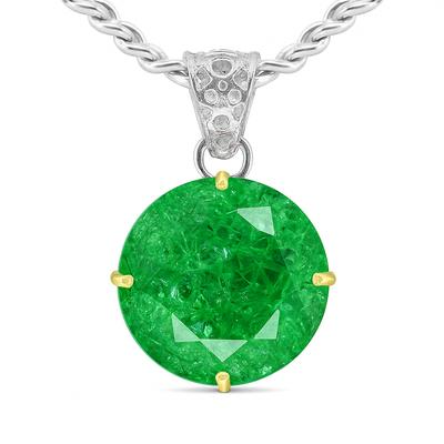 Émeraude Verte Naturelle de Qualité Supérieure 35 Carats CERTIFIÉE Ronde Argent Sterling 925